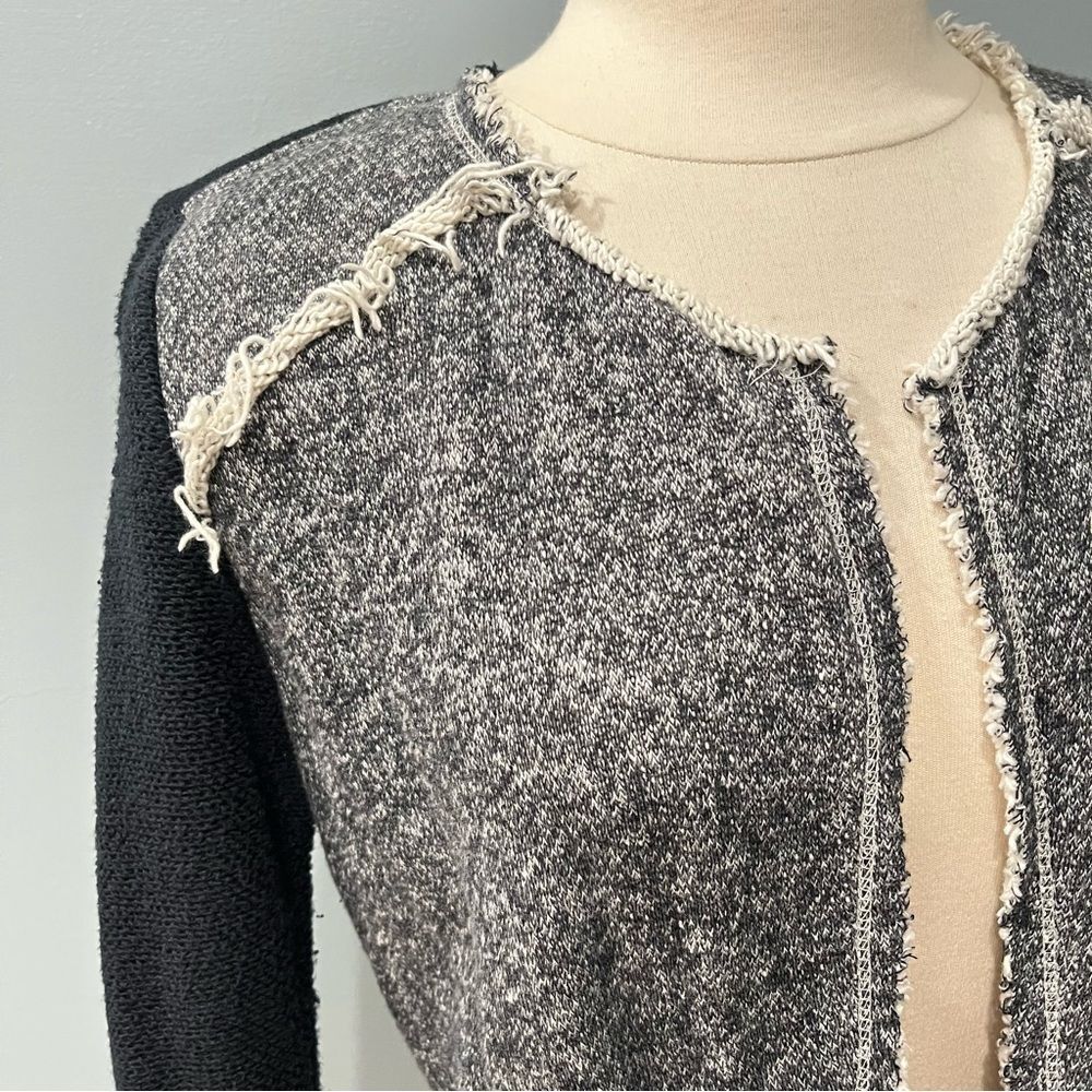 Barney’s New York Heather Grey & Black Tweed Knit Sweater Coatigan Blazer Jacket - Picture 2 of 7